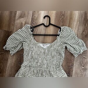 Abercrombie & Fitch Black and White Puff Sleeve Midi Dress XL - Like new